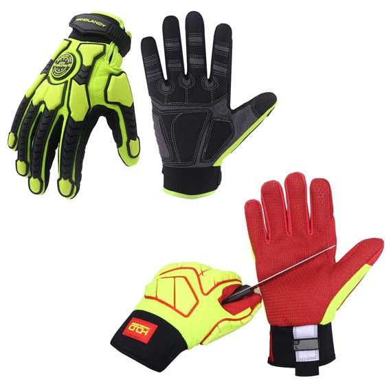 Handlandy Anti Vibration Gloves, SBR Padding, TPR Protector Impact Gloves, Men Mechanic Work Gloves, Medium, Men's, Size: One size, Red