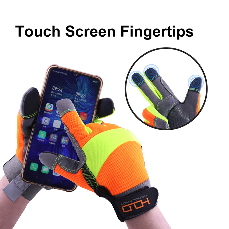 Handlandy Bundle - 2 Pairs Mens Work Gloves Touchscreen Warehouse Outdoor  Yard Glove