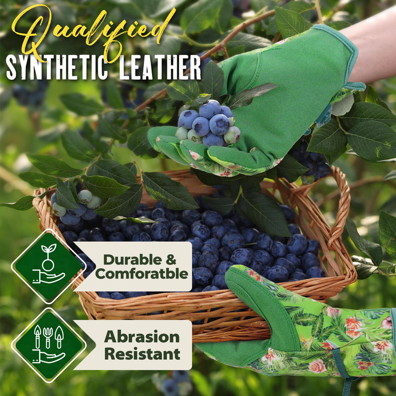 HANDLANDY Gardening Gloves for Women, Breathable Ladies Leather Garden Yard Gloves Best Gift for Gardeners 5201/5205