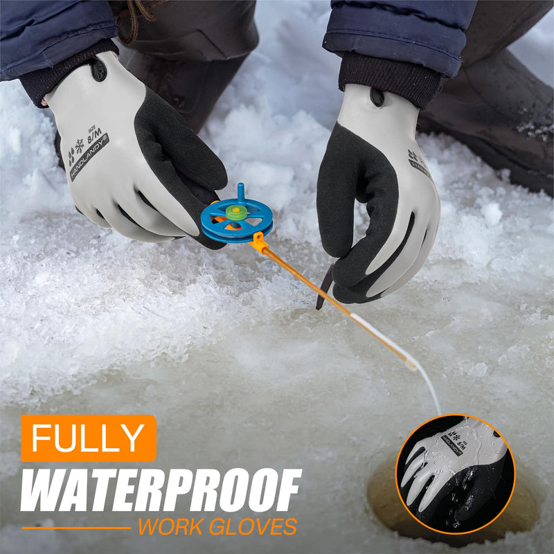 HANDLANDY Waterproof Work Gloves for Cold Weather, Insulated Winter Freezer Work Gloves with Grip for Men Women - 2 Pairs 11176