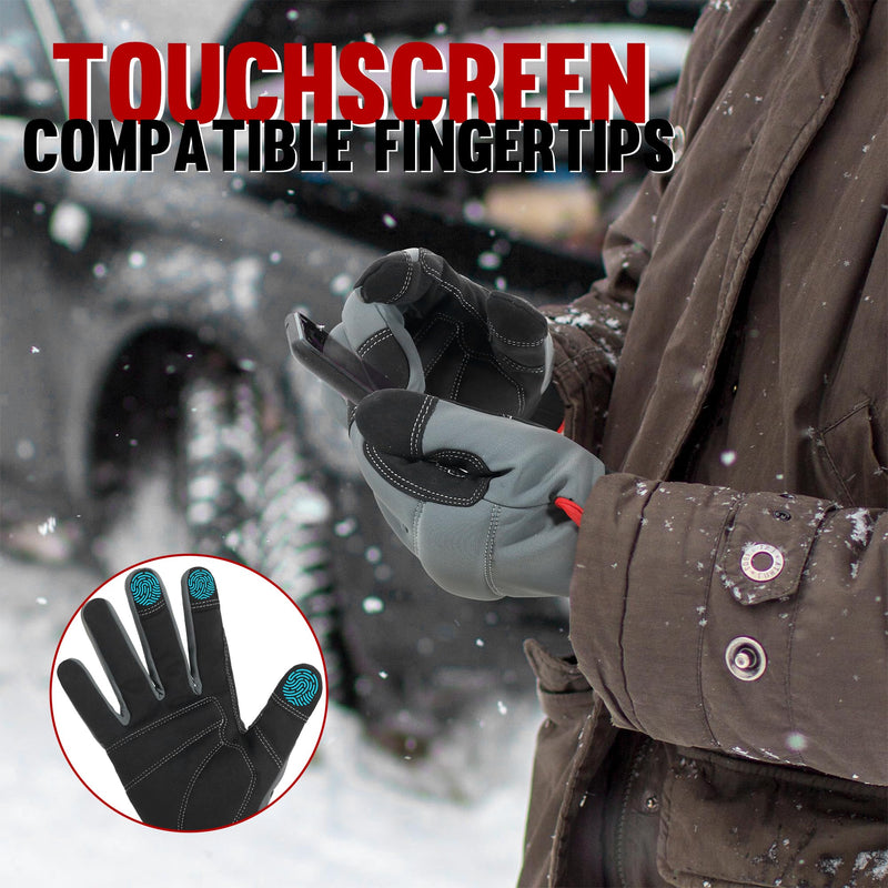 HANDLANDY Winter Work Gloves for Men & Women, Utility Mechanic Touch Screen Working Gloves for Gardening, Driving, Tool Handling, Construction (Grey, Large)