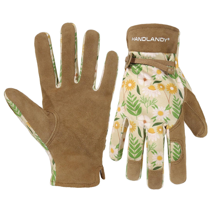 HANDLANDY Gardening Gloves for Women, Breathable Ladies Leather Garden Yard Gloves Best Gift for Gardeners 6298/5191