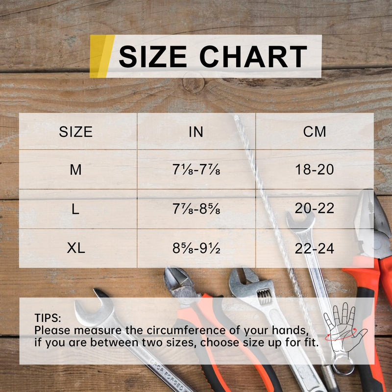 HANDLANDY Fingerless Carpenter Work Gloves, TPR&Padded Plam Gloves 6316