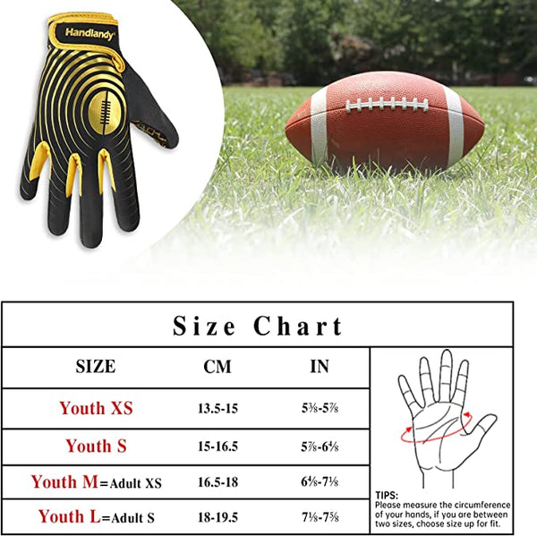 HANDLANDY Youth Football Gloves Sticky Wide Receiver Gloves for Kids