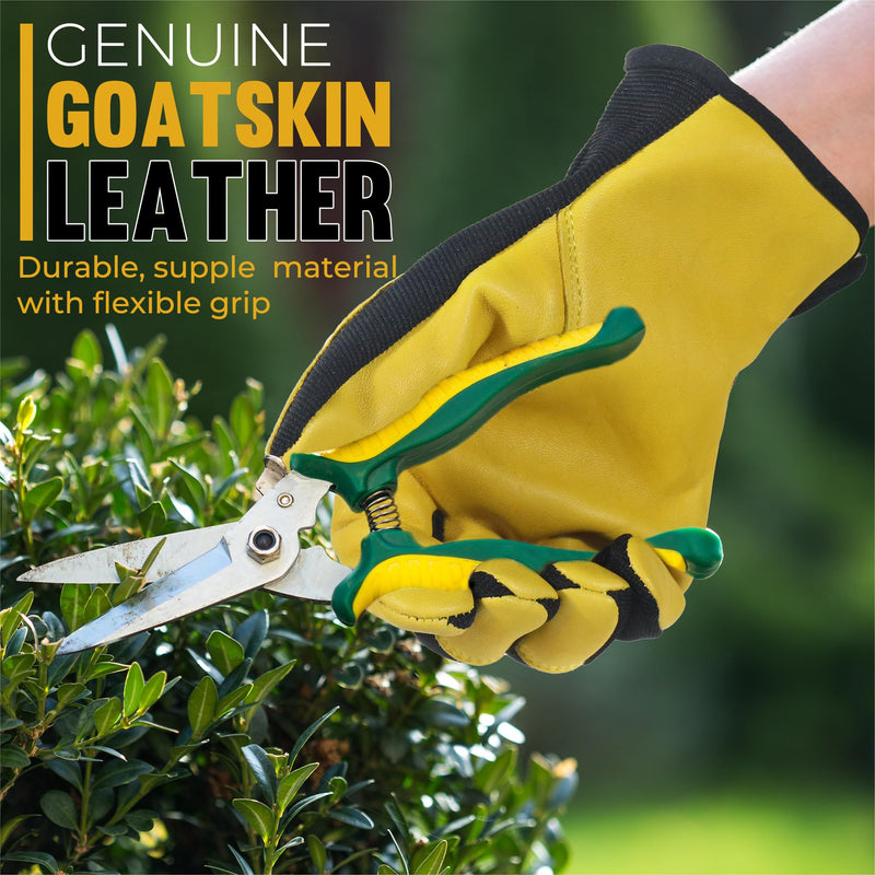 HANDLANDY Gardening Gloves for Men, Goatskin Gloves Utility Breathable Leather Working Gloves for Yard  Work Weeding Construction Driver 12117/12118