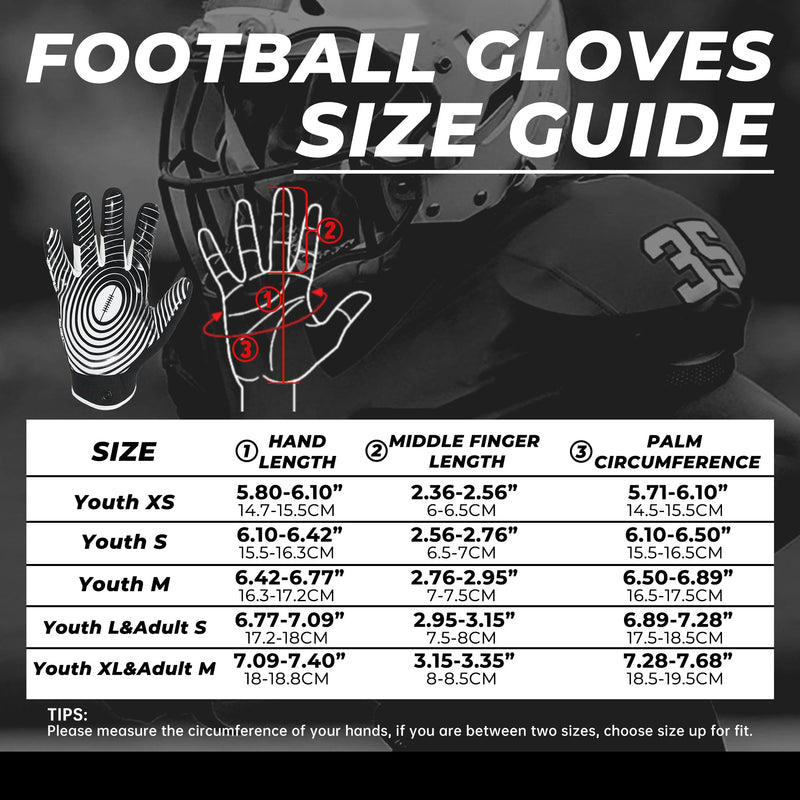 HANDLANDY Youth Football Gloves for Boys Girls, Sticky Wide Receiver Gloves for Kids, Junior Flag Football Gloves S762 S780