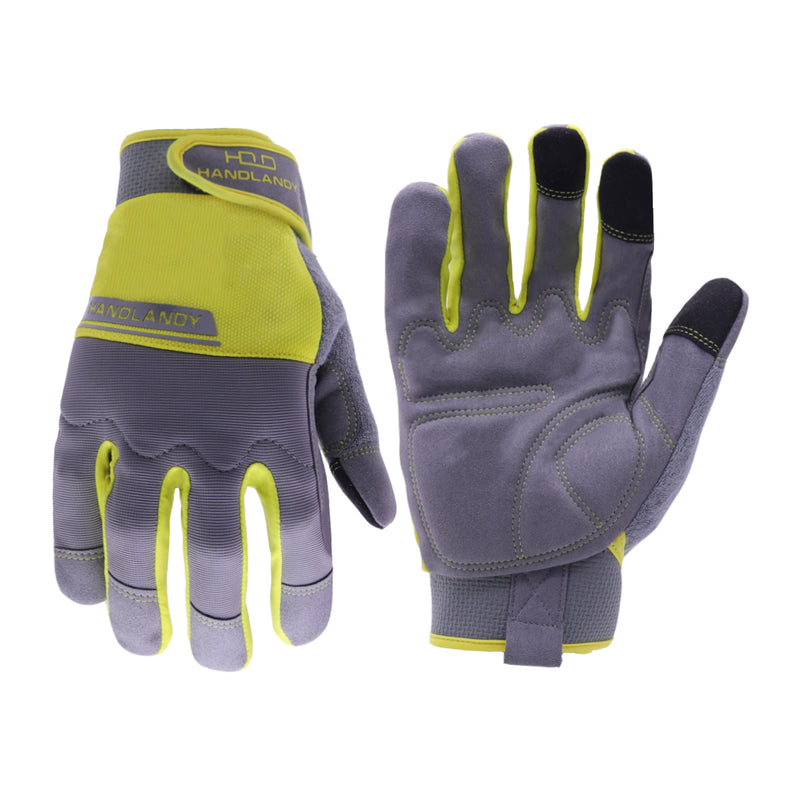 HANDLANDY Work Gloves Mens & Women, Utility Safety Mechanic Work Gloves  Touch Screen, Flexible Breathable Work Gloves (Large, Blue)