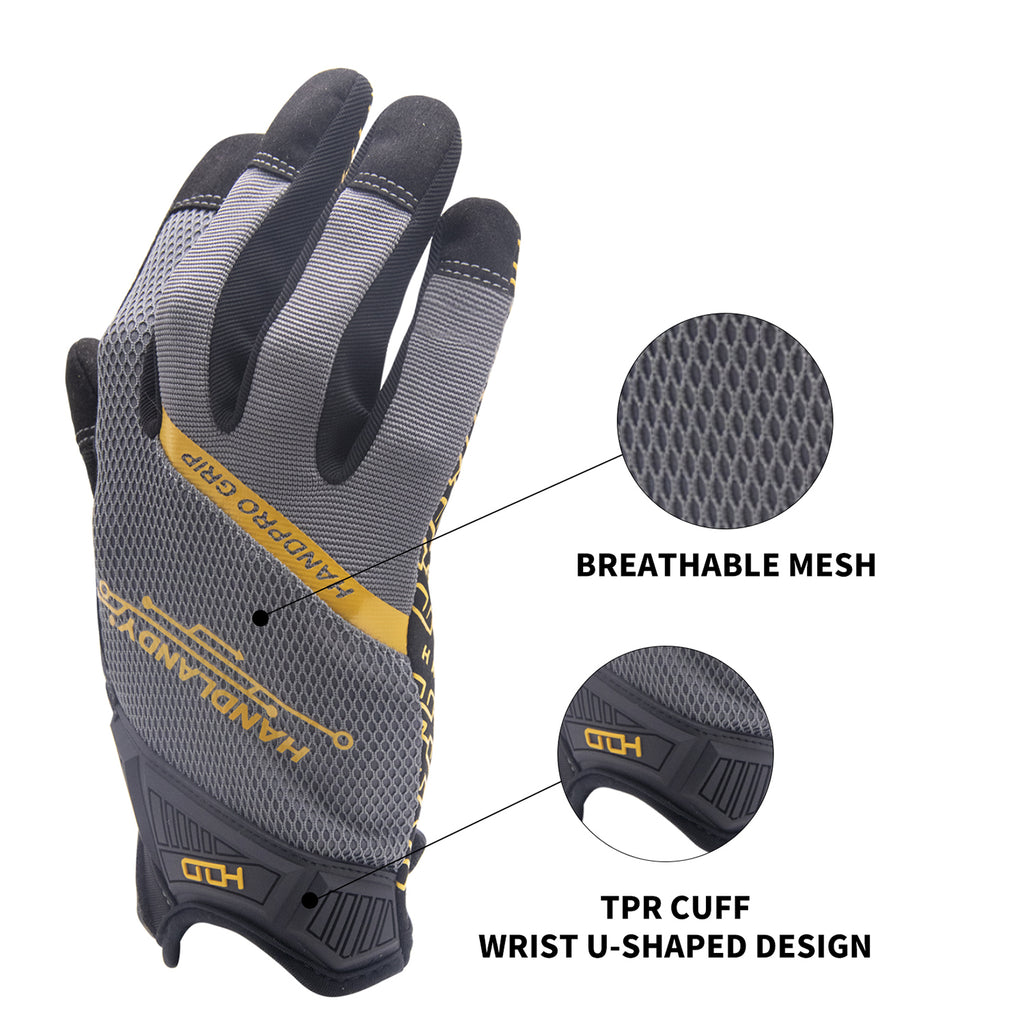 Handlandy Bulk Work Gloves with Grip for Men & Women,Pack of 12 Pairs  Mechanic Working Gloves Touchscreen 6134