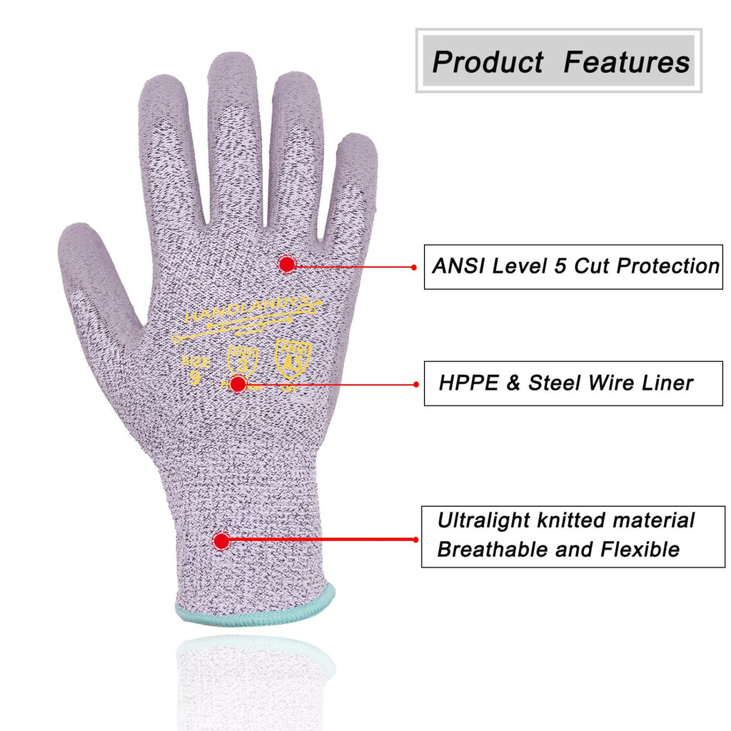 SAFEAT Safety Grip Work Gloves Men Women Protective Flexible Cut Resistant  Large