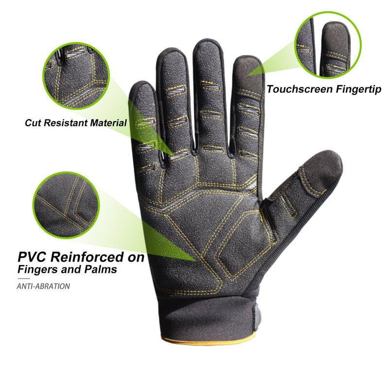Handlandy Men Mechanics Touchscreen Gloves TPR Impact Reducing 6081
