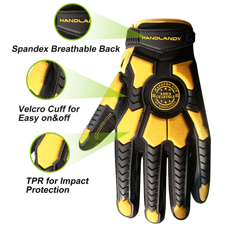 Handlandy TPR Impact Cut Resistant A6 Mechanics Work Gloves H688