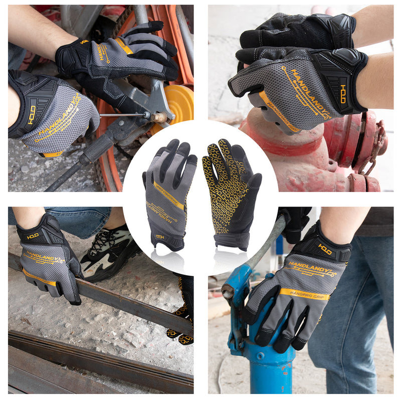 Handlandy Wholesale Men Work Mechanics Gloves Heavy Duty Touchscreen I