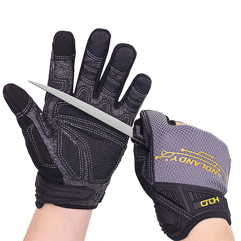 HANDLANDY Work Gloves with Grip for Men & Women, Mechanic Working Gloves  Touchscreen, Flexible & Breathable Thin Work Gloves (Small, Grey):  : Tools & Home Improvement